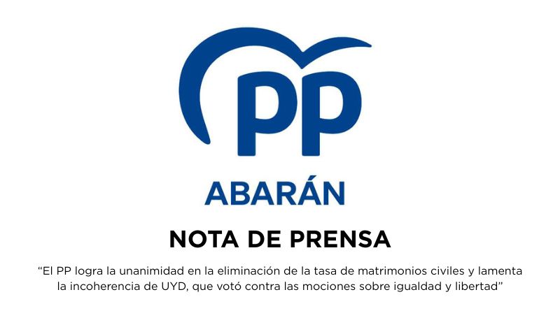 El pleno de Abarán aprueba por unanimidad la eliminación de la tasa de matrimonios civiles
