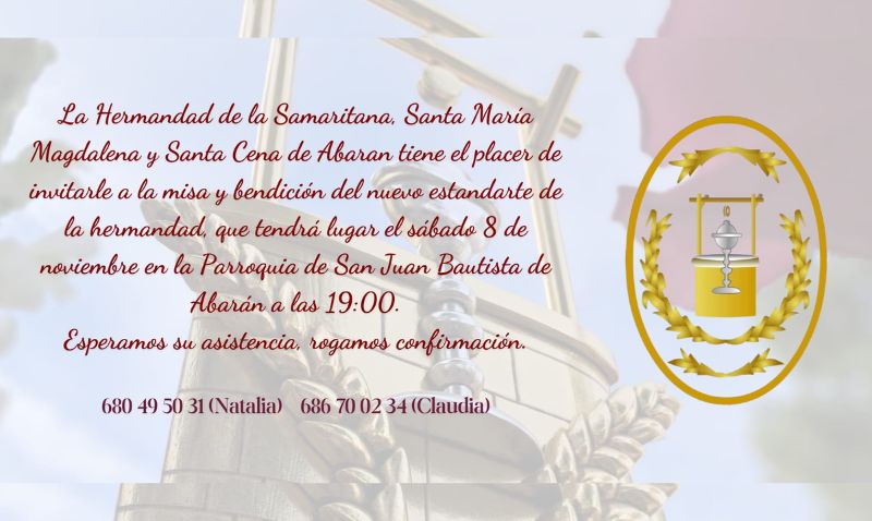 La Hermandad de la Samaritana presentará su nuevo estandarte el 8 de noviembre