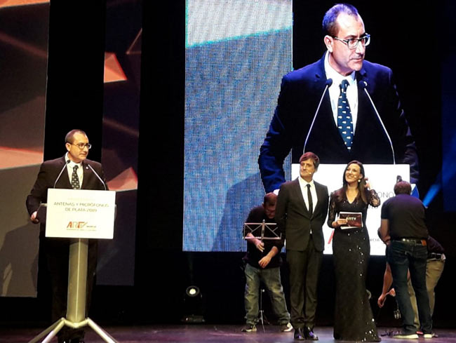 José Sánchez Cano, presidente de la ARTV Murcia, durante su discurso