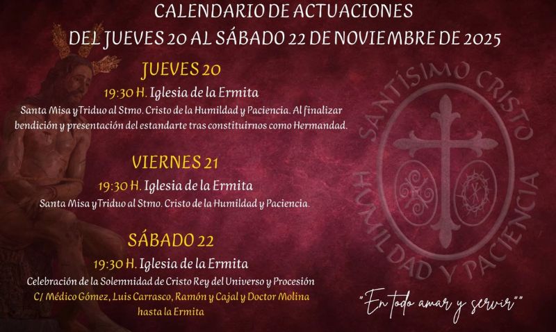 La Hermandad del Cristo de la Humildad y Paciencia celebra su triduo y procesión