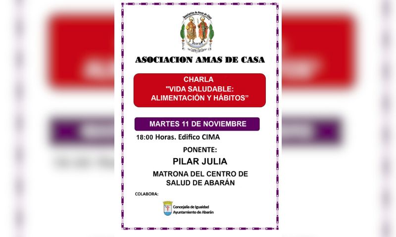 La Asociación de Amas de Casa de Abarán organiza una charla sobre vida saludable
