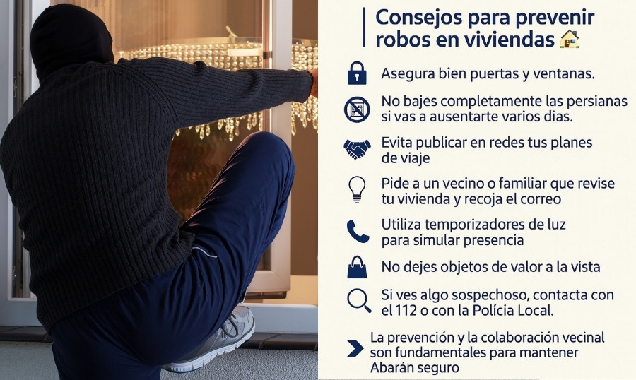 La Policía Local de Abarán recuerda una serie de consejos para prevenir robos en viviendas