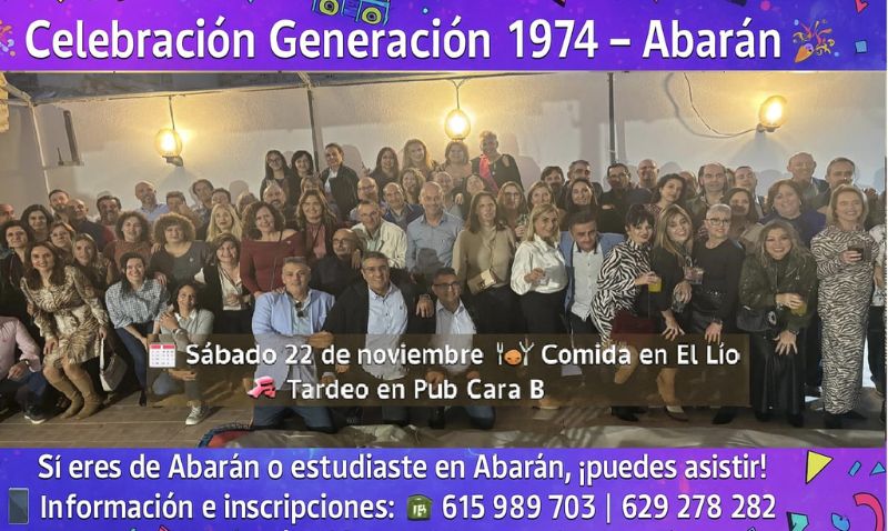 La generación del 74 de Abarán prepara una nueva comida para reencontrarse este mes de noviembre