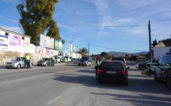 Control de la Guardia Civil de Tráfico realizado hoy en Abarán