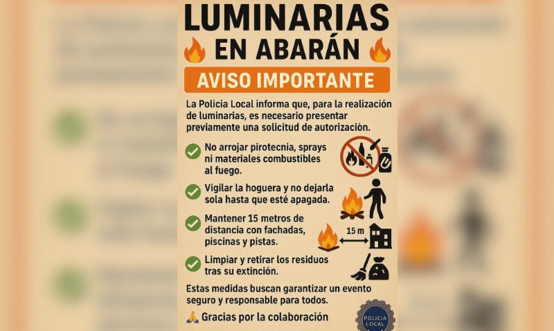 La Policía Local de Abarán informa de la normativa para las luminarias 2025