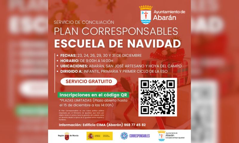La Escuela de Navidad ofrece conciliación gratuita para las familias de Abarán