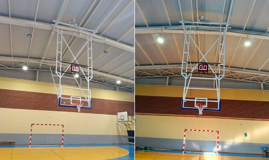 El baloncesto se moderniza en Abarán con nuevo marcador y dos canastas profesionales