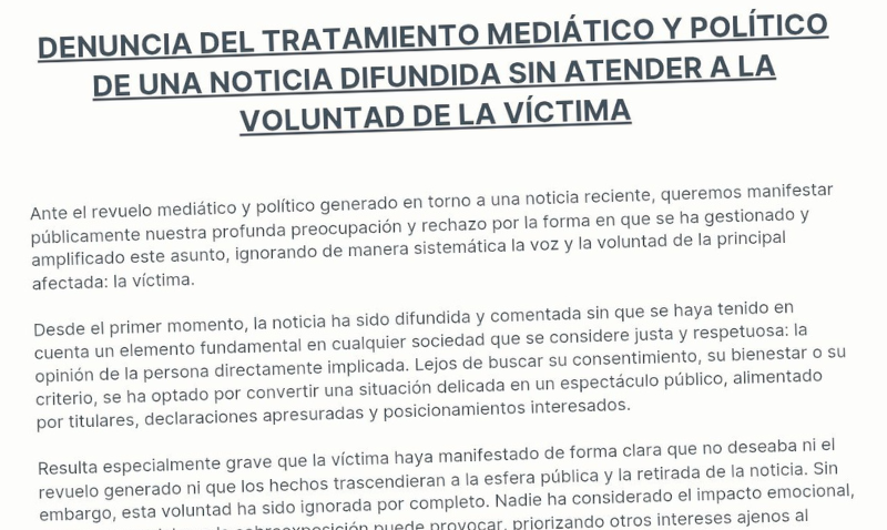 «El revuelo mediático y político ha ignorado y perjudicado a la víctima, exponiéndola contra su voluntad»