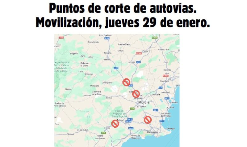 La movilización agraria cortará la A-30 en el cruce de Blanca este jueves 29