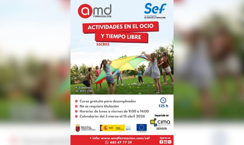 Abarán acoge un curso gratuito de “Actividades en el ocio y tiempo libre”