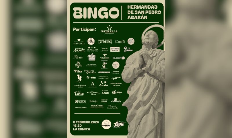 El bingo solidario organizado por la Hermandad de San Pedro será el 8 de febrero