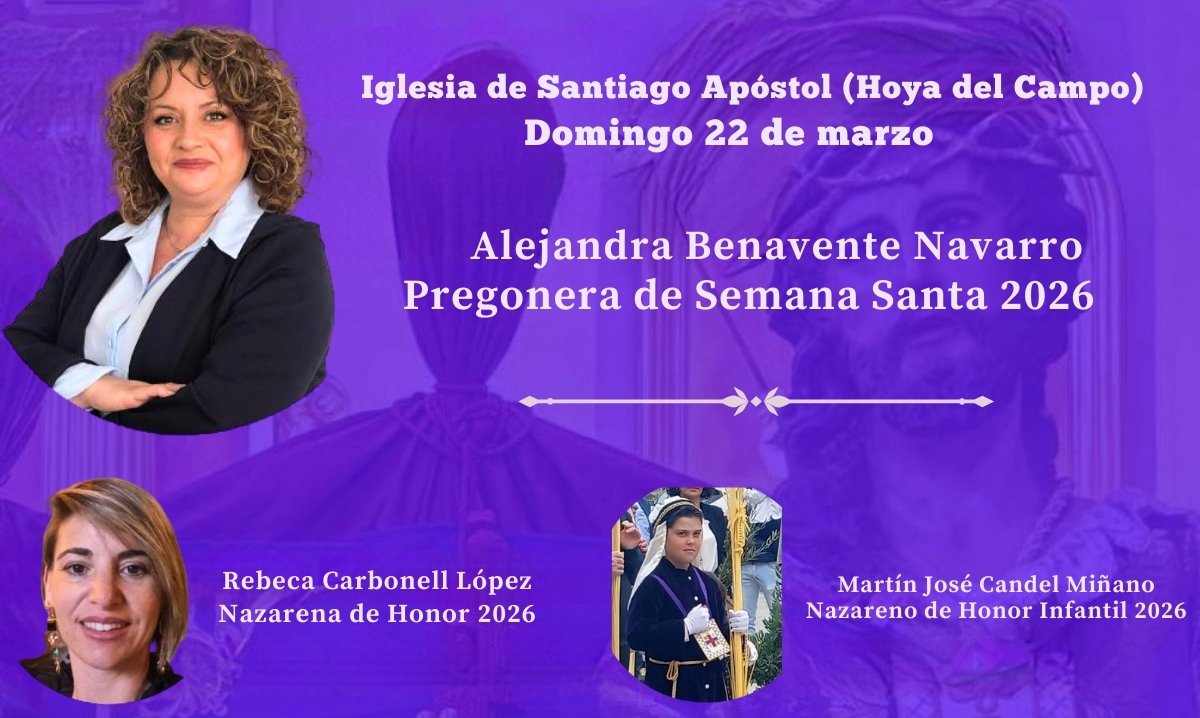 Alejandra Benavente pregonará la Semana Santa 2026 en Hoya del Campo