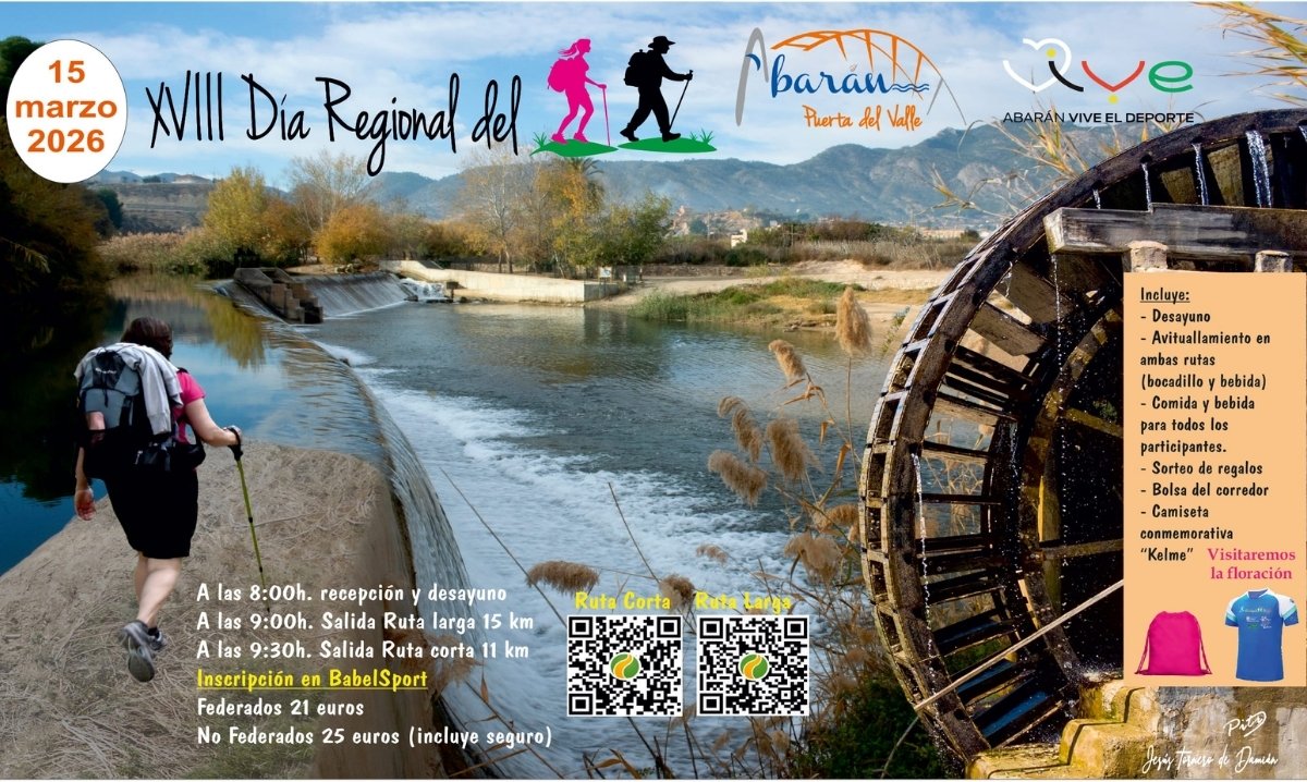 Abarán acogerá a cientos de murcianos el 15 de marzo en el Día Regional del Senderista