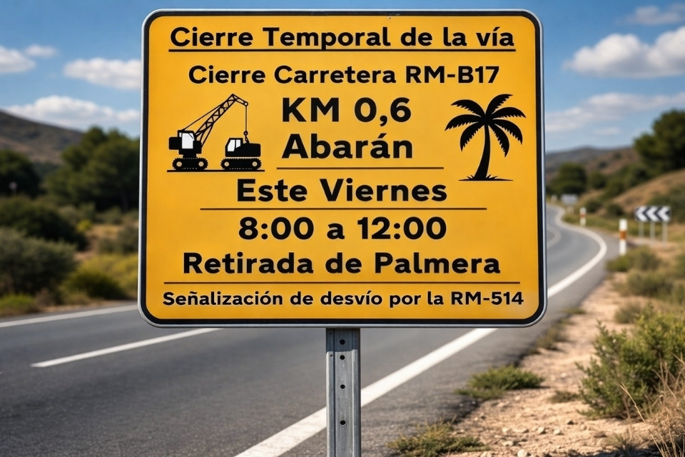La carretera de Abarán a Blanca (por Corona), estará cortada al tráfico este viernes