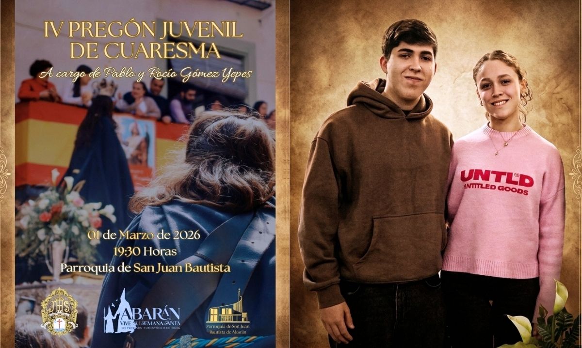 Los hermanos Rocío y Pablo Gómez serán los encargados de pronunciar esta tarde el Pregón Juvenil de Cuaresma Abarán 2026