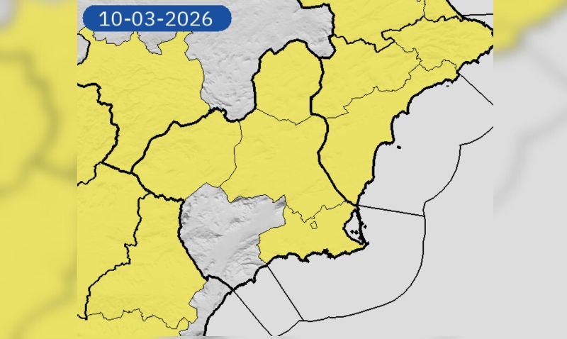 Aviso amarillo por lluvias en la Vega del Segura que podría afectar a Abarán