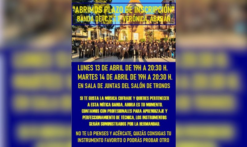 La banda Verónica de Abarán abre el plazo de inscripción para nuevos componentes