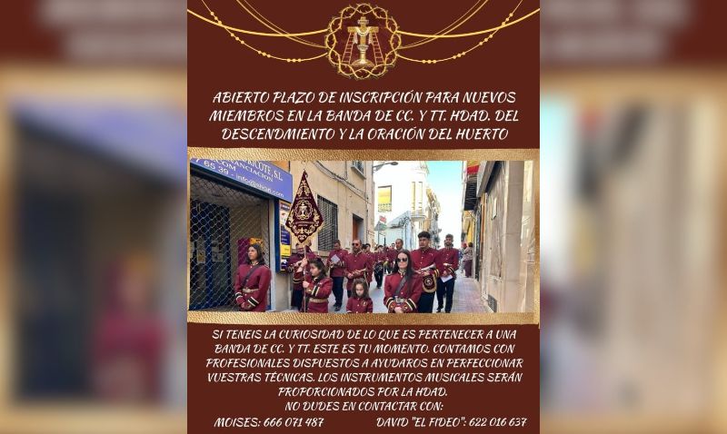 La Hermandad del Descendimiento abre inscripciones para su banda de CCTT