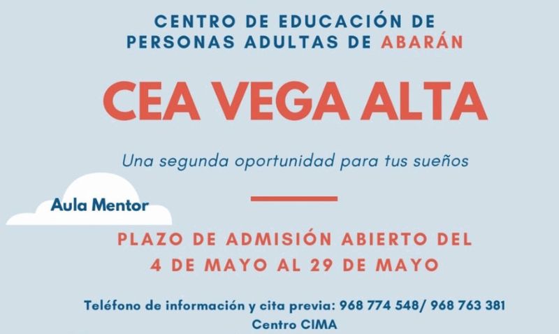 Abierto el plazo de matrícula en la Escuela de Educación de Personas Adultas de Abarán