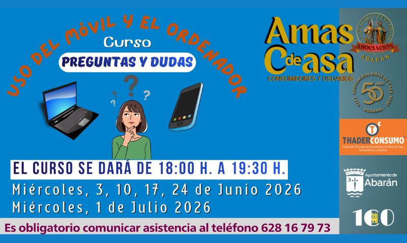 Las Amas de Casa abren inscripciones para un taller de móviles y ordenadores