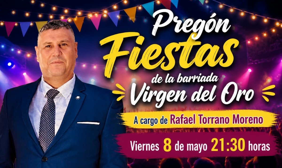 Rafael Torrano pregonará este viernes las fiestas de la barriada Virgen del Oro