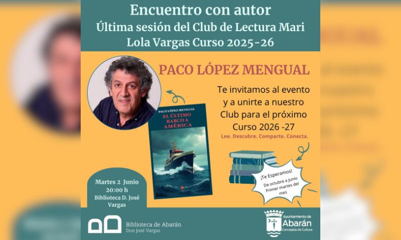 El escritor Paco López Mengual cierra el Club de Lectura en Abarán