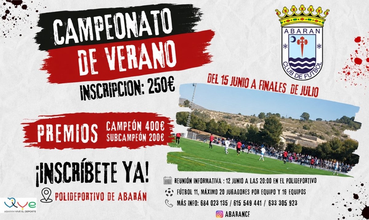 Se abre el plazo para participar en el Campeonato de Fútbol de Verano de Abarán