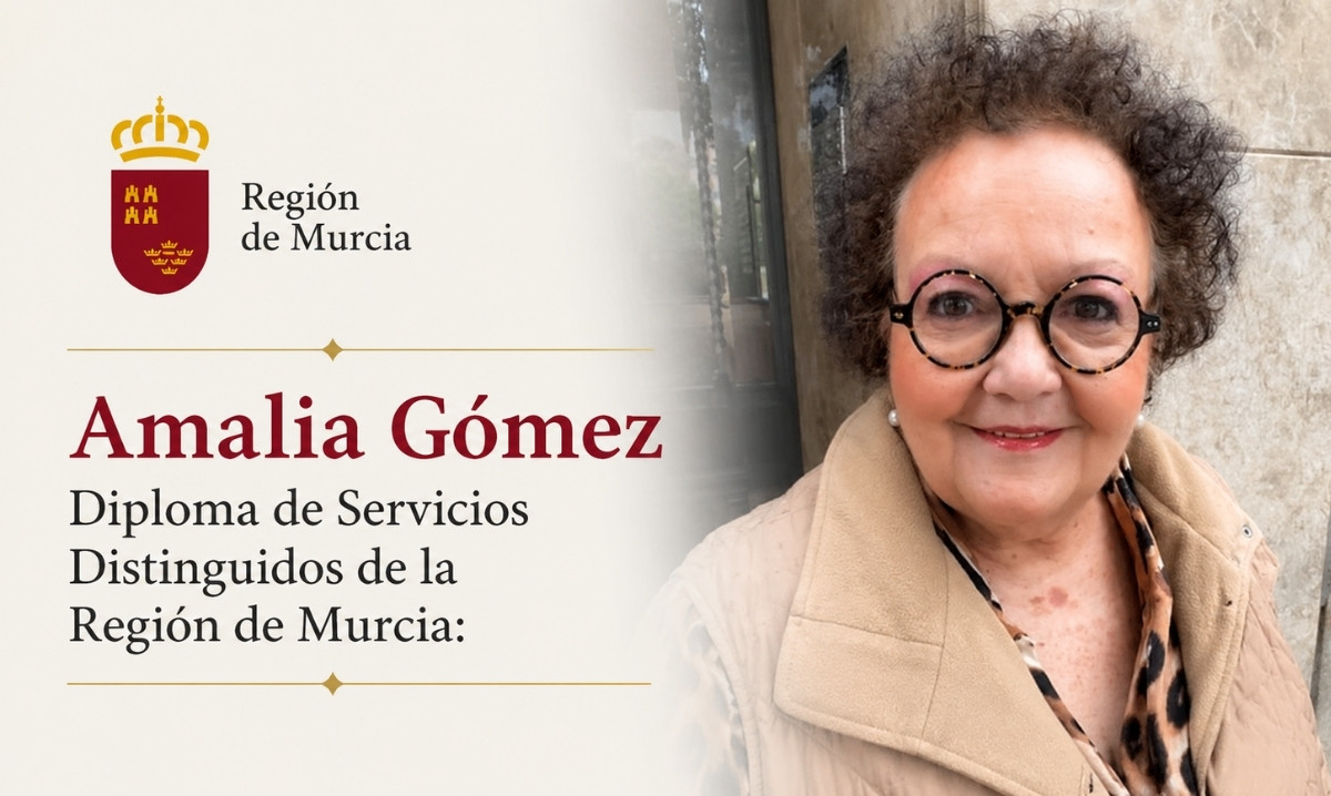 Amalia Gómez recibirá el Diploma de Servicios Distinguidos de la Región de Murcia