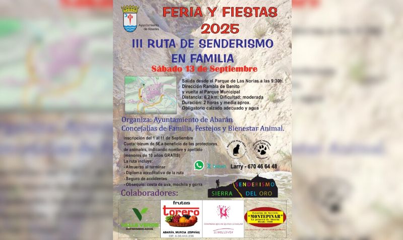 Se abre el plazo de inscripción en la 'III Ruta de Senderismo en Familia Fiestas 2025'