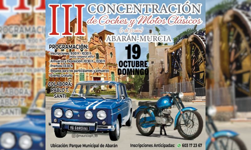 El 19 de octubre se celebrará la 'III Concentración de coches y motos clásicos'