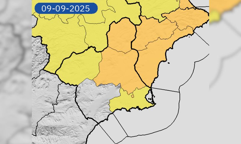 Hoy continúa el aviso naranja por lluvias y tormentas en la Vega del Segura