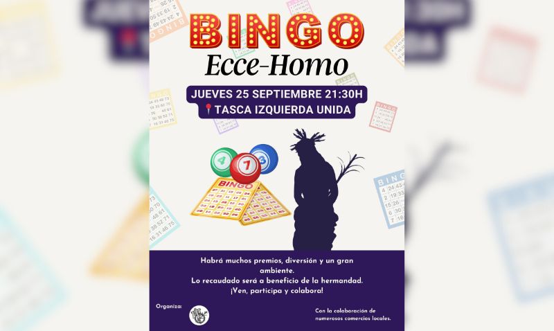 La hermandad Ecce-Homo organiza un bingo solidario el 25 de septiembre