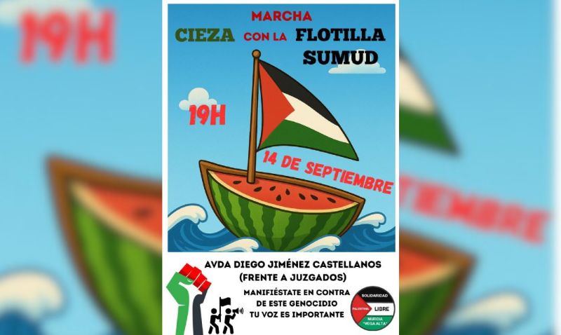 Cieza acogerá una marcha en apoyo al pueblo palestino el 14 de septiembre