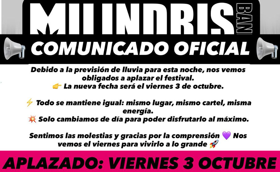 Se aplaza el evento previstos para esta noche en el Parque Municipal de Abarán
