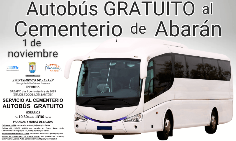 Servicio de autobús gratuito al Cementerio de Abarán en el Día de Todos los Santos