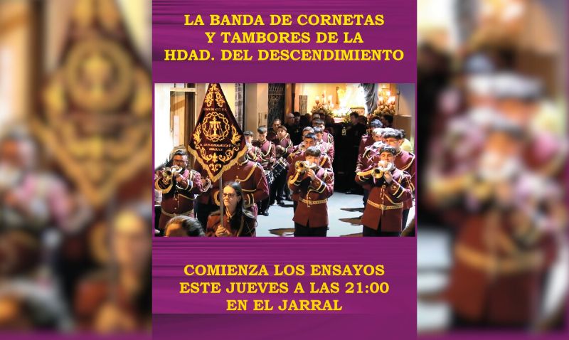 La Banda de CC y TT de la Hdad del Descendimiento inicia sus ensayos