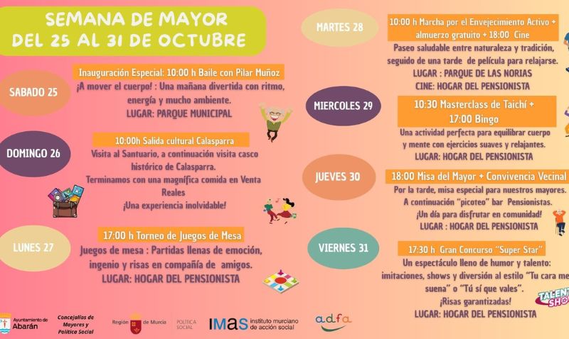 Abarán celebra la Semana del Mayor con una intensa programación de actividades