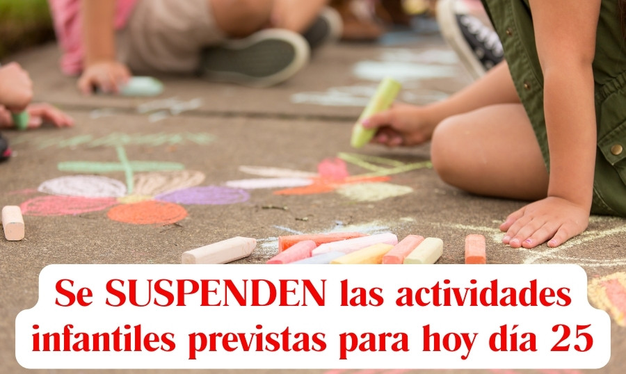 Se SUSPENDEN las actividades infantiles previstas para esta tarde en Abarán