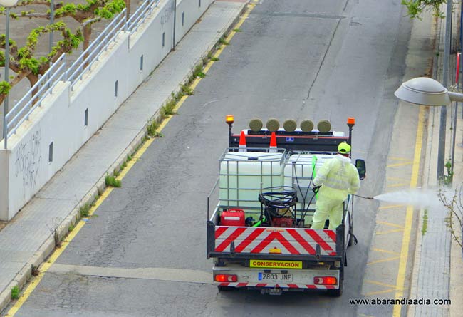 Operarios de Carreteras esta mañana en Abarán